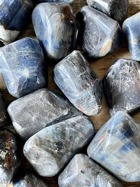 Blue Sapphire Tumbled Stones - Grade A - Mama Moon Rocks