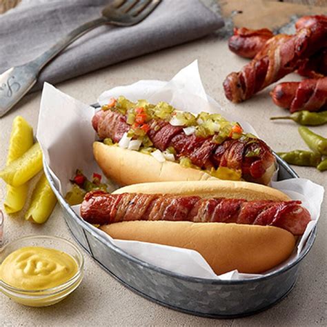 Bacon-Wrapped Hot Dogs Grill Recipe | Perdue Farms