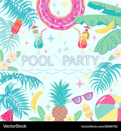 Summer background card template for pool party Vector Image