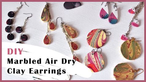 Marbled Air Dry Clay Earrings | DIY Earrings Tutorial - YouTube