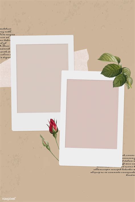 Blank collage photo frame template on beige background vector | premium ...