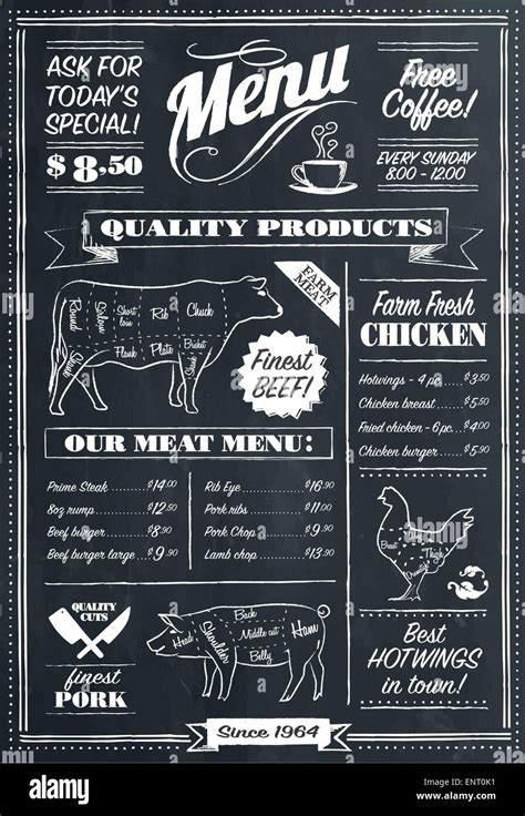 vector restaurant menu chalkboard retro style Stock Vector Image & Art ...