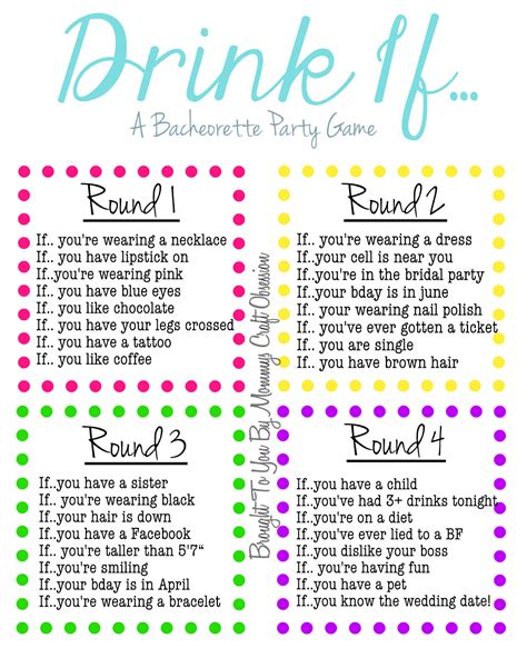 Drink If… A Bachelorette Party Game {Free Printable} | Alexis' Wedding | Pinterest ...