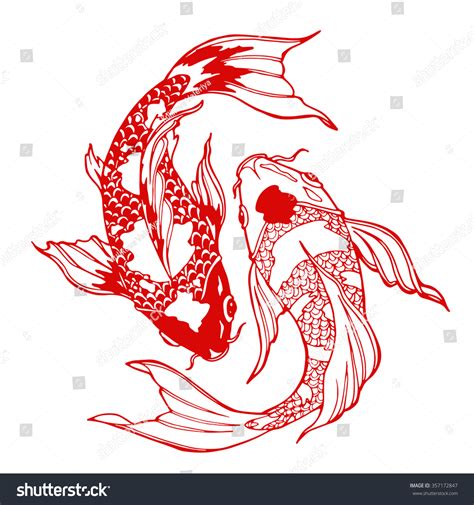 Illustration Koi Carp Coloring Page Yin Stock Vector (Royalty Free ...