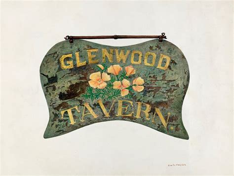 Tavern Sign (ca.1940) Robert W.R. | Free Photo Illustration - rawpixel