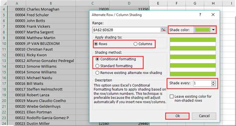 How to apply color banded rows or columns in Excel?