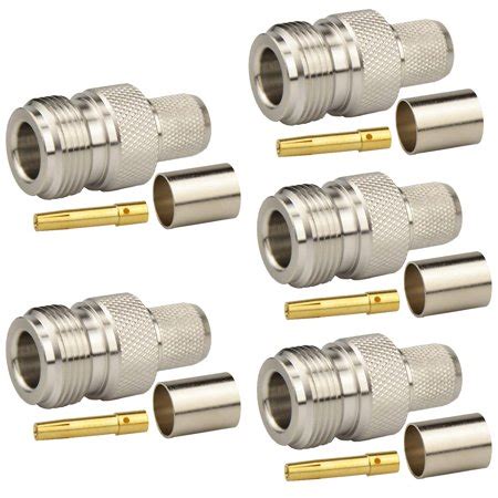 Pack of 5 N Female Jack Crimp Connector for LMR400 Belden 9913 RG8 Cable 50 Ohm Low Loss RF ...