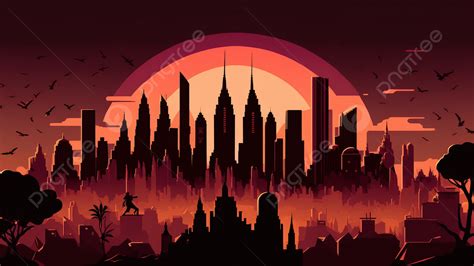 City Silhouette Illustration Background, City, Silhouette, City ...