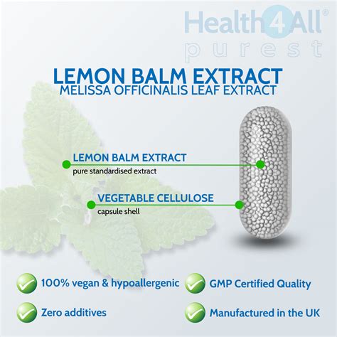 Lemon Balm Extract 1500mg Capsules | Health4All