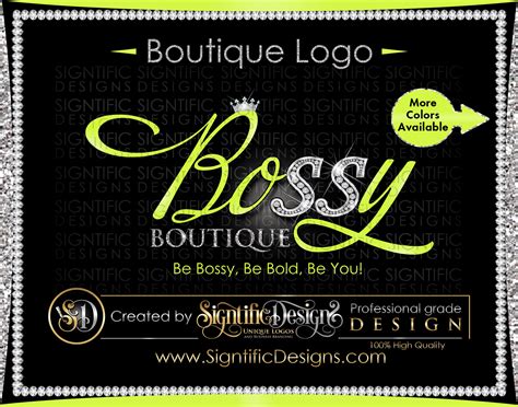 Boutique Logo, Diamond Logo, Bling Logo Design, Crown Logo, Lime Green ...