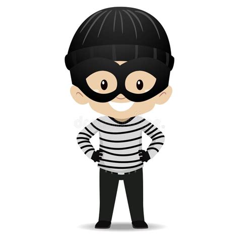 Smiling Cartoon Little Burglar Stock Vector - Illustration of pigtails, robber: 47525621