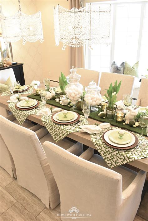 Green and White Easter Table Setting | Easter dinner table, Spring table decor, Dinner table decor