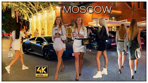 Nightlife of Beautiful Russian Girls. Continuation of Walking Tour of Moscow Food Mall Depo 4K