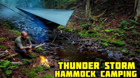 Hammock Camping In A Thunderstorm ( Heavy Rain ) - Camping Alert