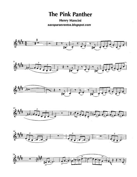 Free sheet music for sax: Pink Panther - Henry Mancini score and track ...