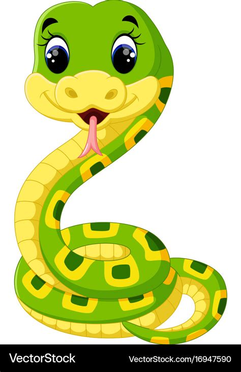 Cute green snake cartoon Royalty Free Vector Image