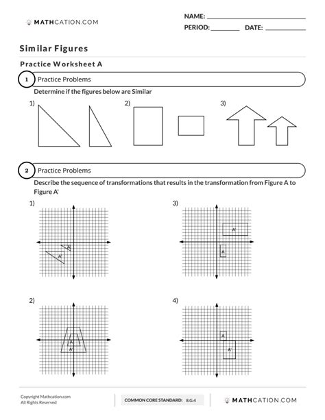 Similar Figures Worksheet, Examples, And Definition