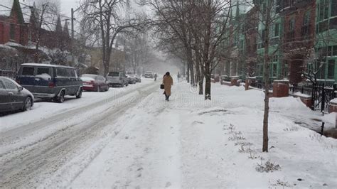 Snowy street in Toronto stock photo. Image of cold, toronto - 49814326