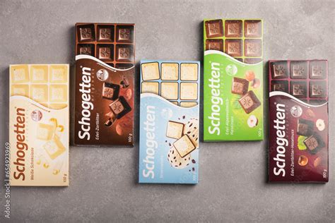 schogetten chocolate bars with different flavors. GERMANY, LEIPZIG - 29 september, 2023 Stock ...