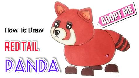 How To Draw A Panda / Red Panda / Red Tail Panda | Roblox Adopt Me Pet | Cartooning Cute ...