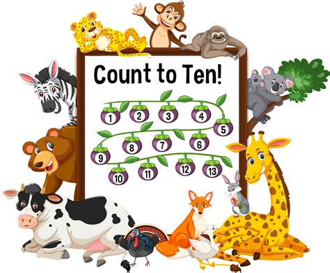 Count to ten board with wild animals 2046796 Vector Art at Vecteezy