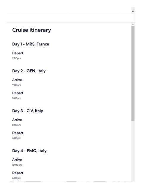 Cruise Itinerary | PDF