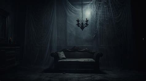 Premium AI Image | dark and gloomy room with spider webs