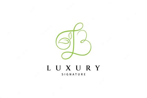 Premium Vector | B initial letter signature logo with leaves shape ...