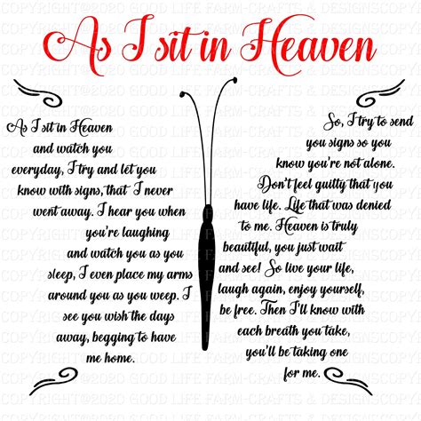 As I Sit In Heaven Free Printable As I Sit In Heaven And Watch You ...