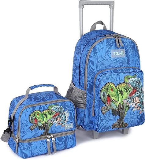 Tilami Rolling Backpack 18 inch Double Handle with Lunch Bag Wheeled ...