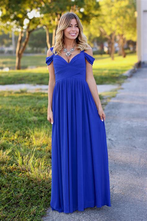 Royal Blue Off Shoulder Maxi Dress | Royal Blue Maxi Dress | Long Dress – Saved by the Dress