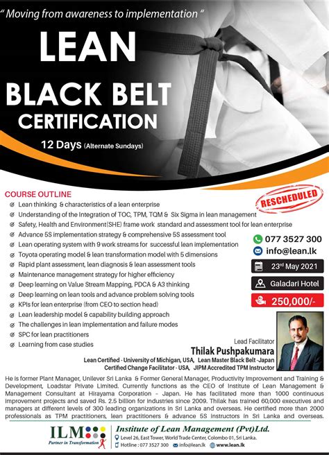 Lean Black Belt Certificate Course