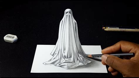 How to Draw a 3D Ghost - Pencil Drawing - YouTube