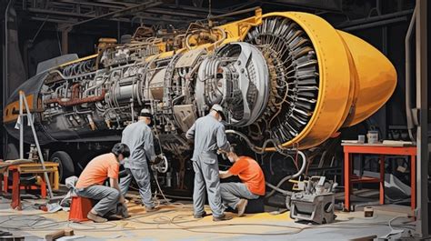 Premium AI Image | aircraft engine repair service A mans repairs an ...