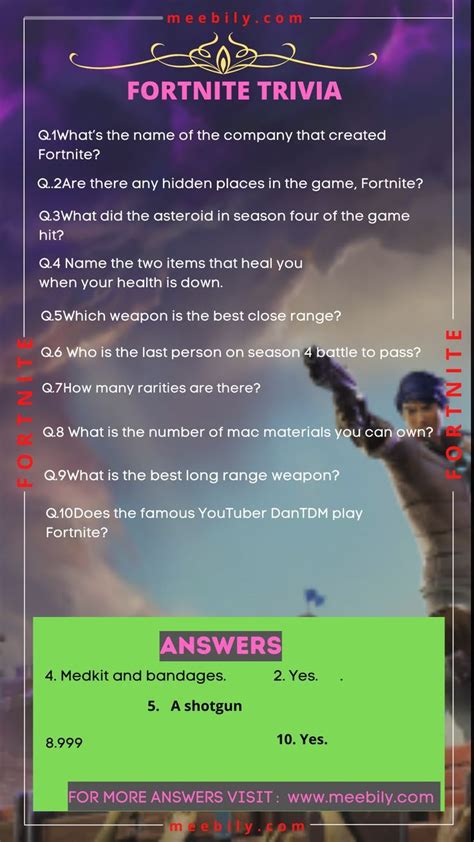 60+ Fortnite Trivia Questions & Answers | Trivia questions and answers, Trivia questions, Trivia