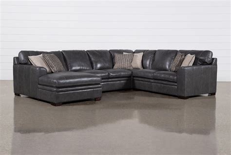 Grey Leather Sectional Sofa With Chaise - Odditieszone