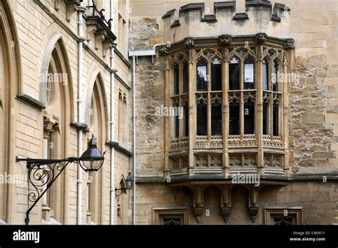 Oxford University Balliol College Oriel window of old library Stock ...