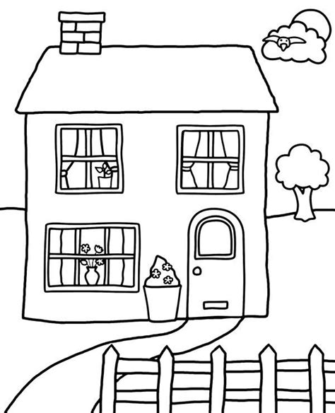 Simple house coloring page for kids