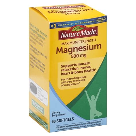 Nature Made - Magnesium Maximum Strength 500 mg. - 60 Softgels ...