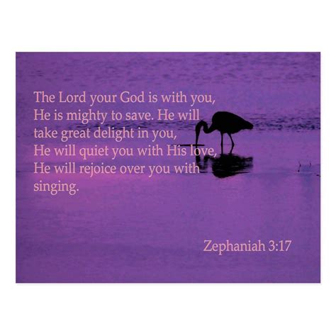 peaceful heron with Zephaniah 3:17 Postcard | Zazzle | Peace bible verse, Zephaniah 3 17 ...