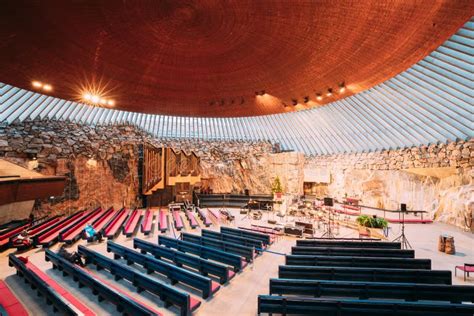 Helsinki, Finland. Interior of Lutheran Temppeliaukio Church Also Known ...