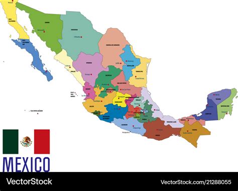 Political map of mexico Royalty Free Vector Image