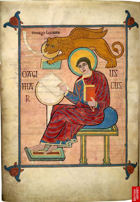 Lindisfarne Gospels - St Mark f. 93v | Illuminated manuscript, Biblical ...