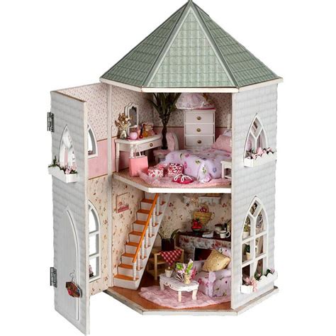 Hoomeda 13816 Kits Love Castle DIY Wood Dollhouse Miniature With Light ...