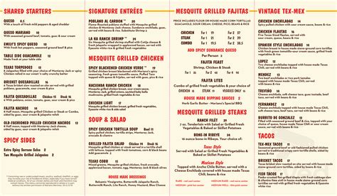 La Hacienda Ranch menu in Colleyville, Texas, USA