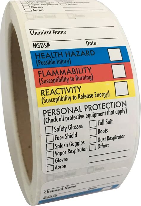 SDS Stickers/MSDS Stickers 1.5Ã¢â‚¬Âx2.5Ã¢â‚¬Â Roll of 250 Right to Know - Chemical Identifying ...