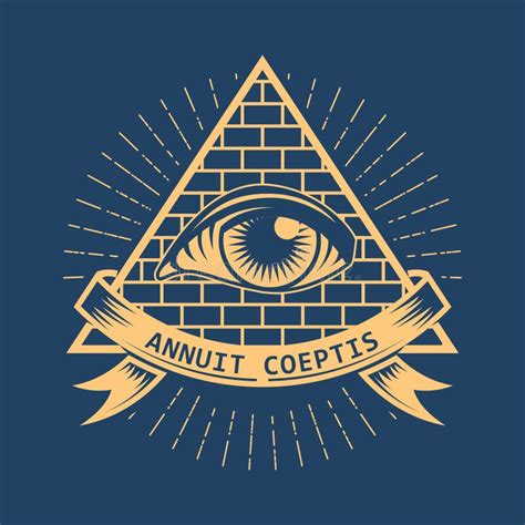 Conspiracy Pyramid with All-seeing Eye, Freemason Sign in Tarot Style, Illuminati Symbol Stock ...