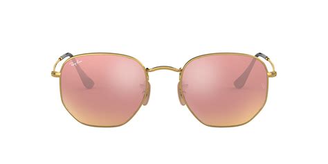 Ray-Ban RB3548N 51 HEXAGONAL FLAT LENS 51 Rose Gold & Gold Sunglasses ...