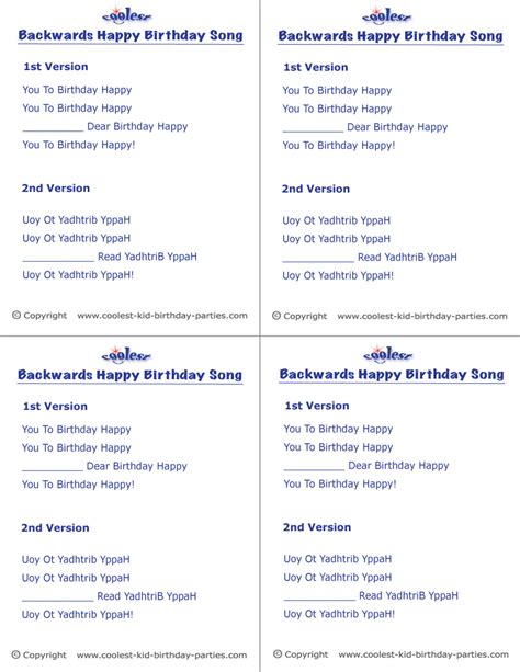 Printable Backwards Happy Birthday Activity - Coolest Free Printables