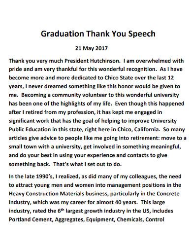 Graduation Thank You Speech - 10+ Examples, Format, How to Compose, PDF